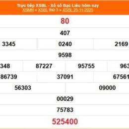 kết quả xổ số bạc liêu ngày 25 tháng 11