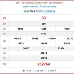 kết quả xổ số đồng tháp ngày 29 tháng 12