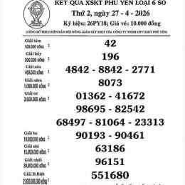 kết quả xổ số phú yên 90 ngày