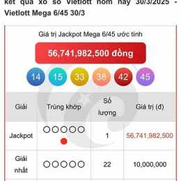 kết quả xổ số vietlott 30 ngày