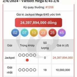 kết quả xổ số vietlott hôm nay 6/45