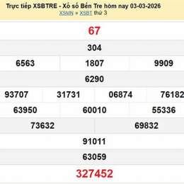 xổ số bến tre ngày 3 tháng 3 năm 2006
