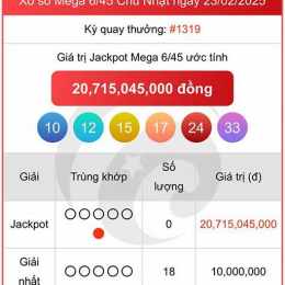 xổ số vietlott 6 45 hôm nay